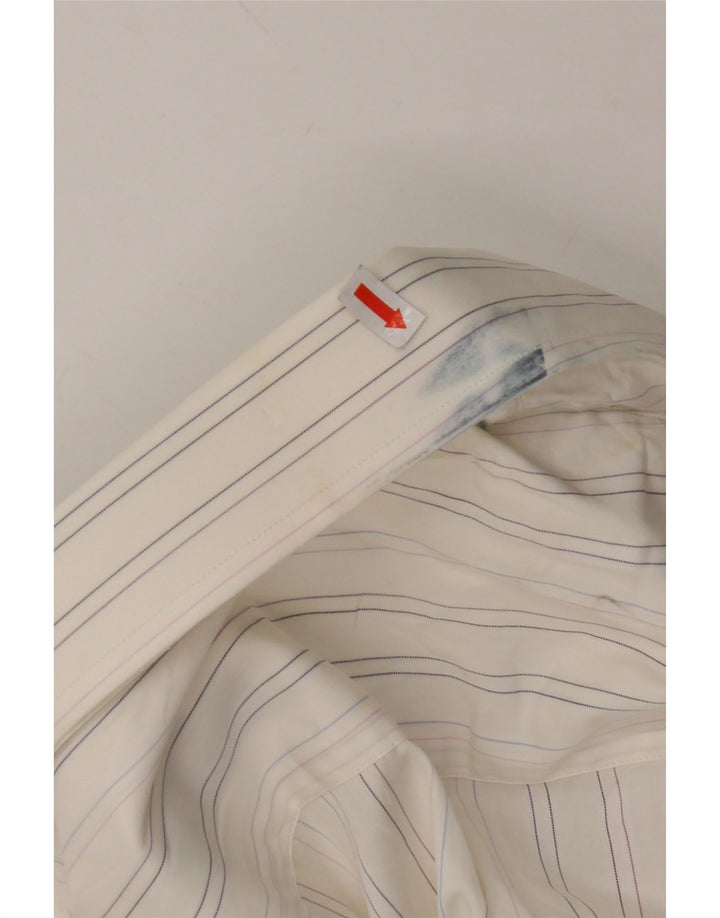 MASSIMO DUTTI Herrenhemd Größe 43 Große weiß gestreifte Baumwolle