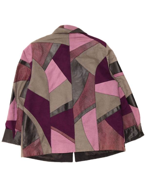 Vintage Damen Lederjacke UK 18 XL Mehrfarbiges Patchwork-Leder