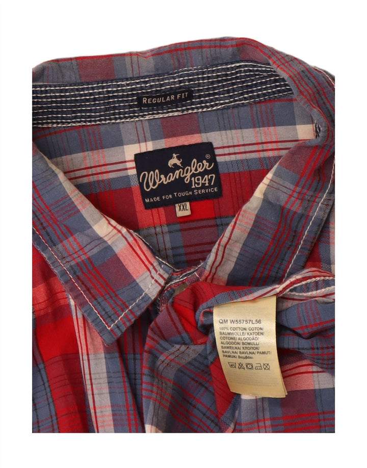 Wrangler Herren-Hemd, kurzärmelig, reguläre Passform, 2XL, rot kariert, Baumwolle