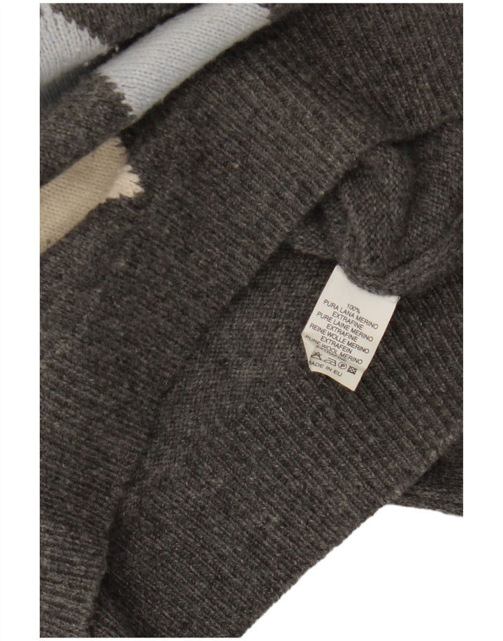 VINTAGE Damen-Pullover mit Rundhalsausschnitt, UK 14, mittelgrau, Argyle/Diamant