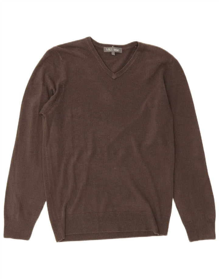 MARKS & SPENCER Herren-Pullover mit V-Ausschnitt, klein, Acryl, Grau