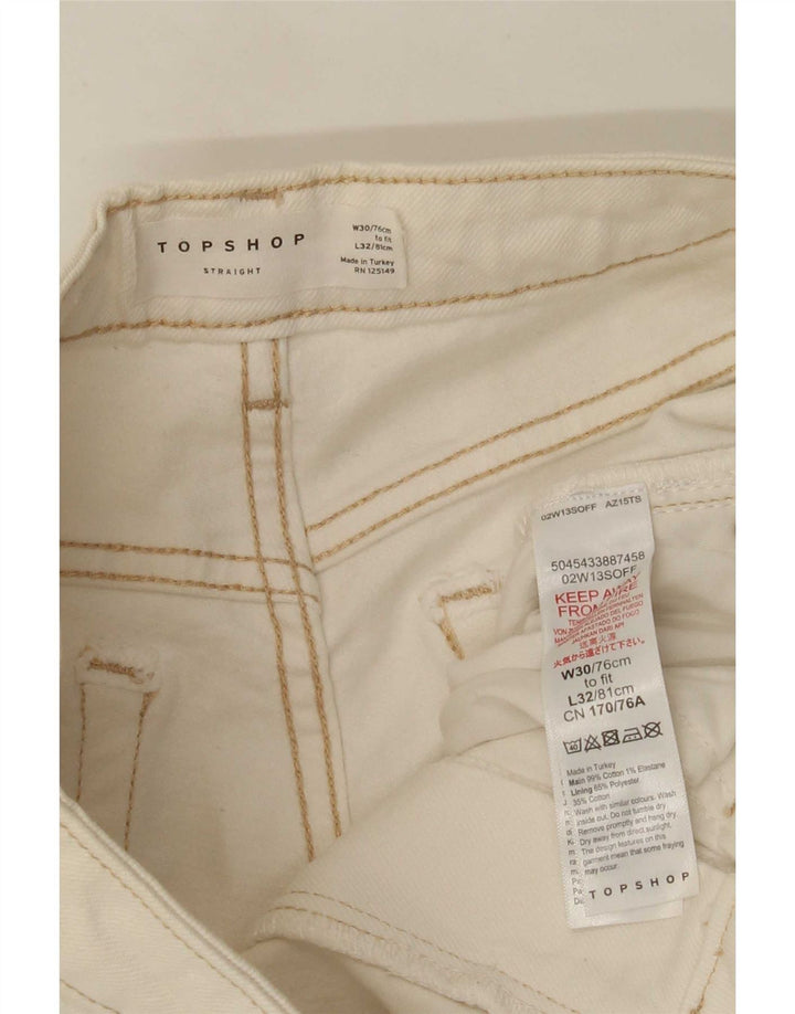 Topshop Damen Straight Jeans W30 L26 Weiße Baumwolle