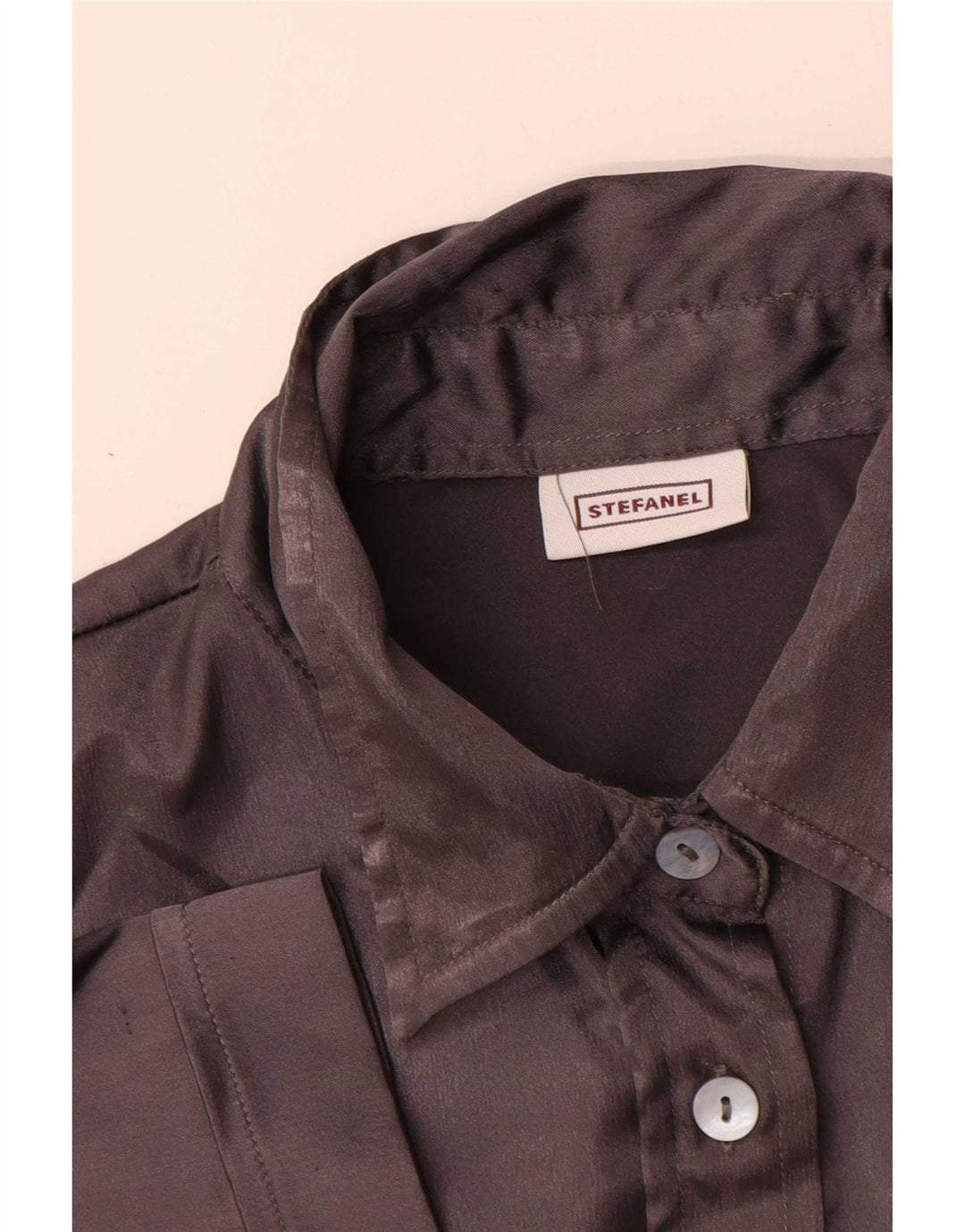 Stefanel Damen Kurzarmhemd UK 14 Large Grau