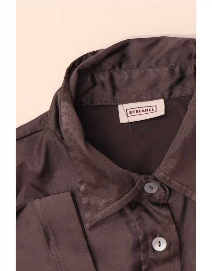 Stefanel Damen Kurzarmhemd UK 14 Large Grau