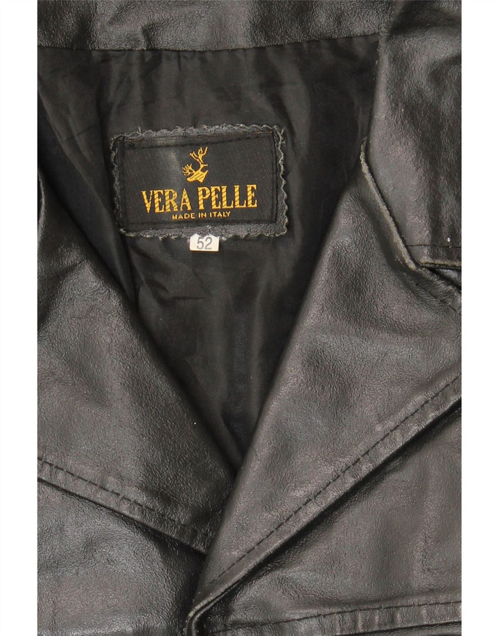 VINTAGE Herren Lederjacke IT 52 XL Schwarzes Leder