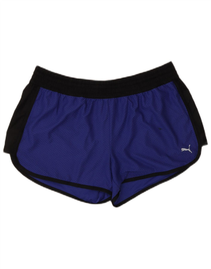 PUMA Womens Sport Shorts UK 12 Medium Blue Colourblock