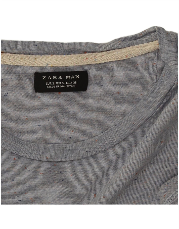 Zara Herren T-Shirt Top Small Blau meliert