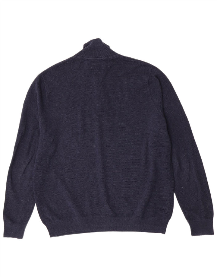 John Lewis Herren-Pullover mit Reißverschluss am Hals, große marineblaue Baumwolle