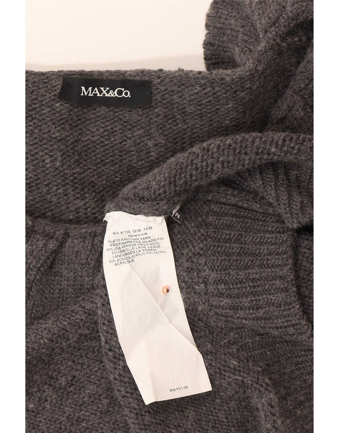 Max & Co. Damen Crop Cardigan Pullover UK 12 Mittelgraue Wolle