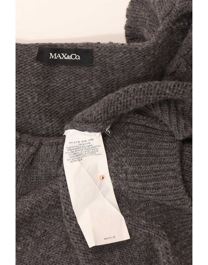 Max & Co. Damen Crop Cardigan Pullover UK 12 Mittelgraue Wolle