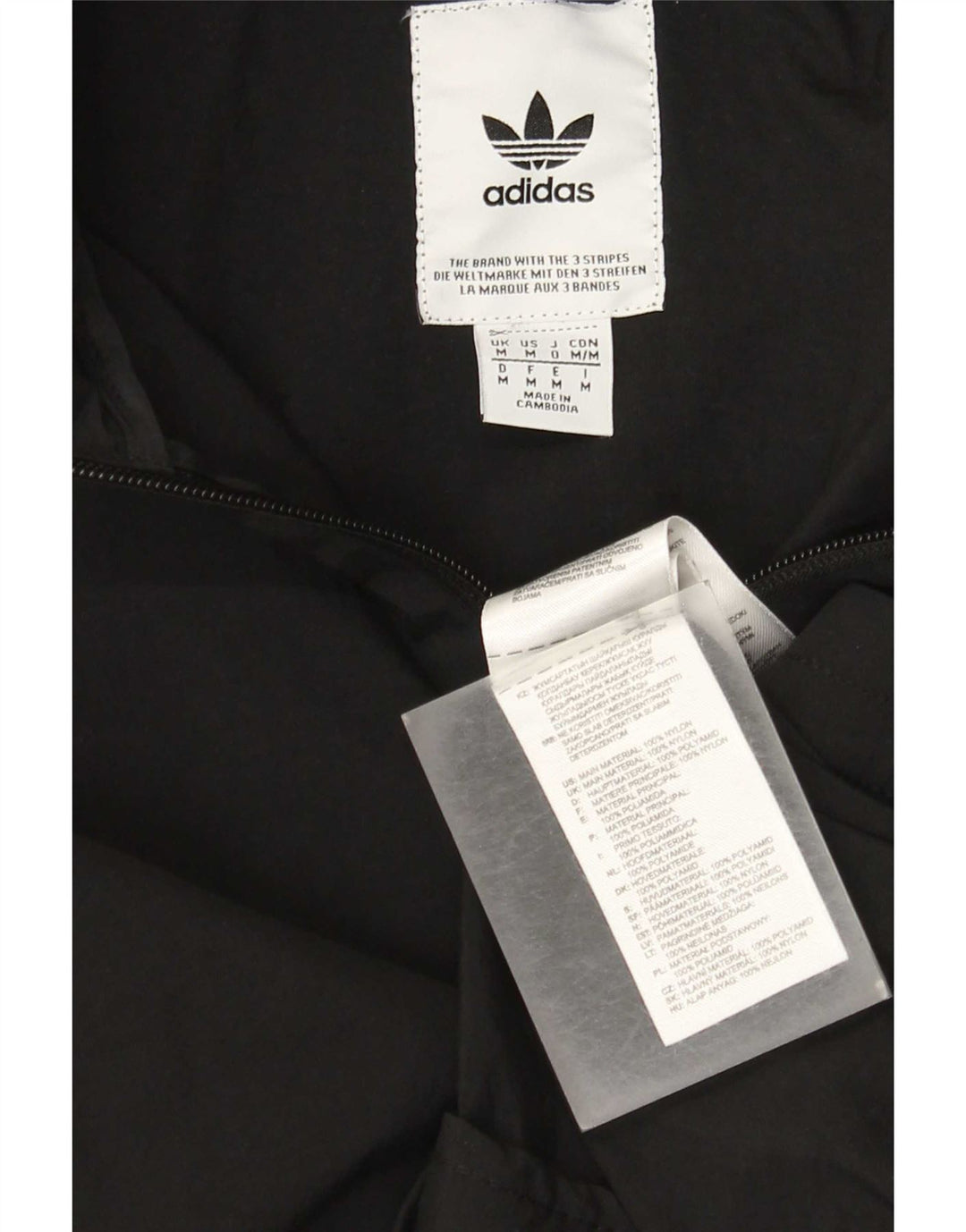 Adidas Herren-Trainingsanzug mit Kapuze, Jacke, mittelgroß, schwarzes Nylon