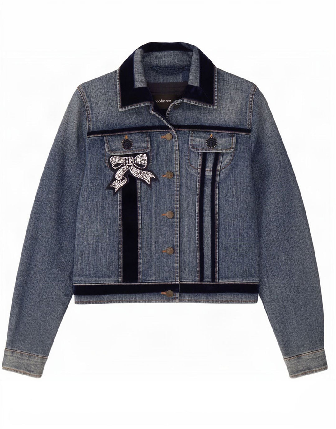 Roccobarocco Damen Jeansjacke IT 46 Große blaue Baumwolle