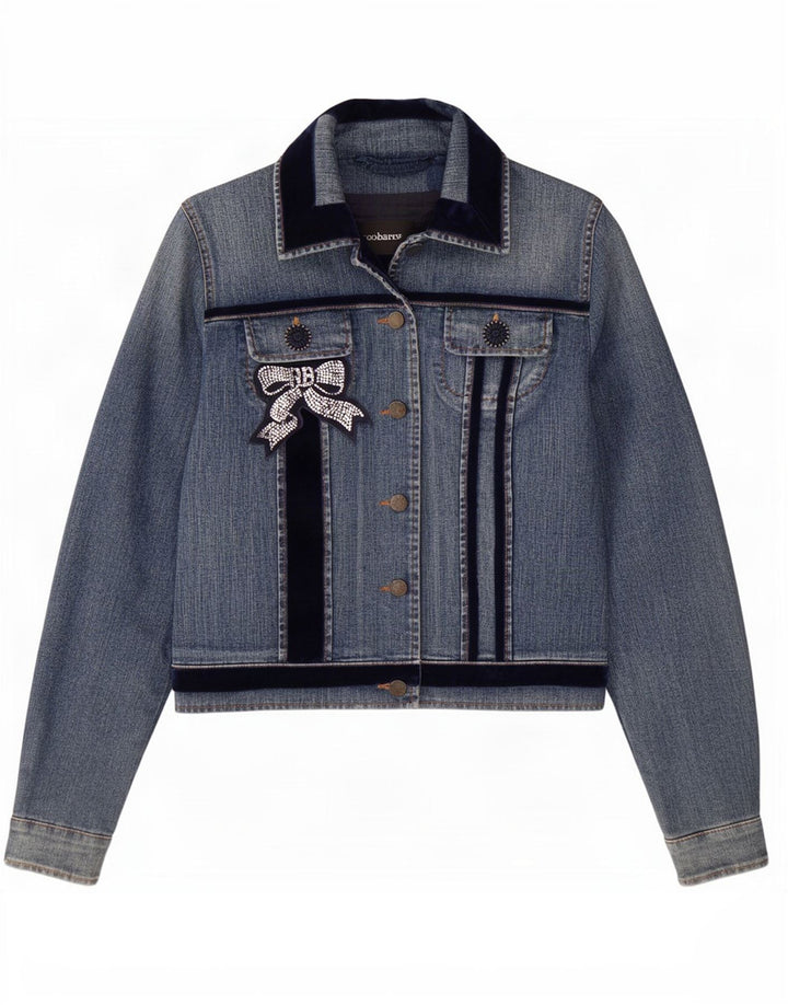 Roccobarocco Damen Jeansjacke IT 46 Große blaue Baumwolle