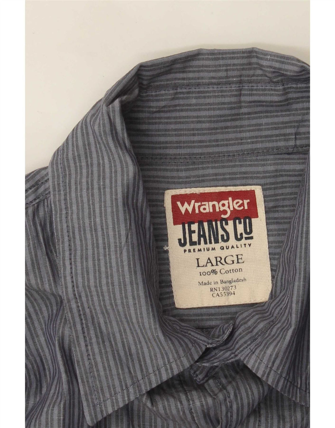 Wrangler Herrenhemd, groß, blaue Nadelstreifen-Baumwolle