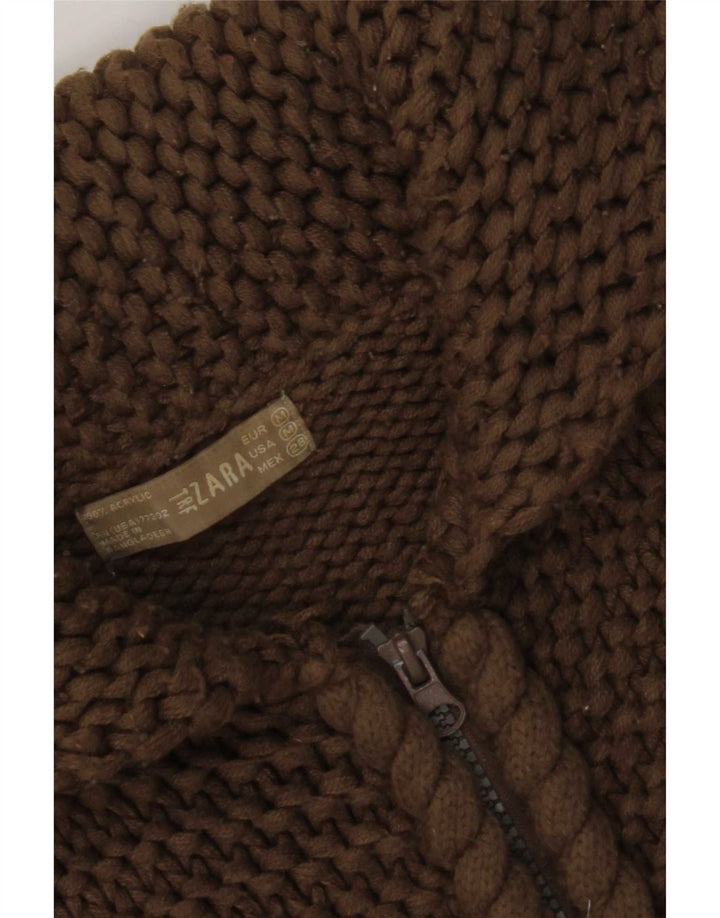 Zara Damen-Cardigan mit Kapuze, UK 12, Mittelbraun