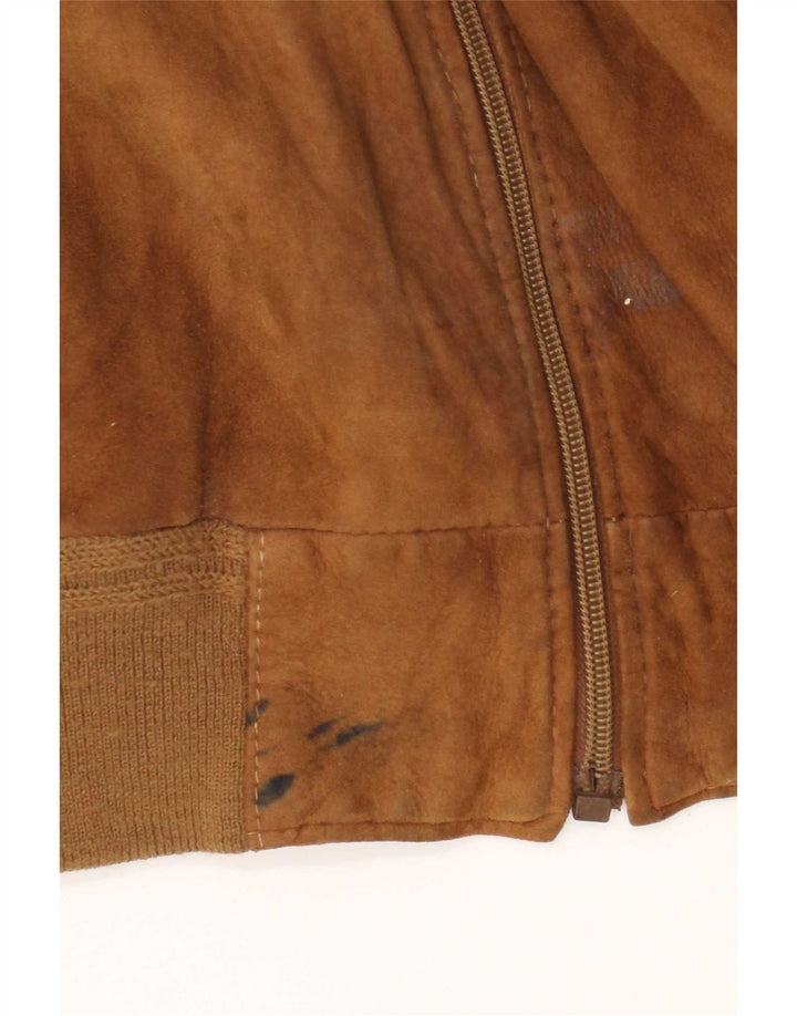Vintage Herren Wildleder Bomberjacke UK 42 XL Braunes Leder
