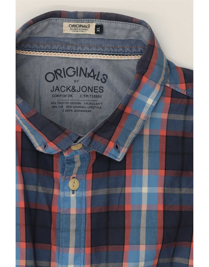 Jack & Jones Herren Kurzarmhemd XL Marineblau kariert