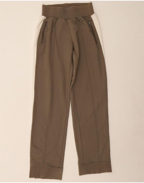 Puma Damen Trainingshose Jogger UK 4 XS Khaki Colourblock Baumwolle