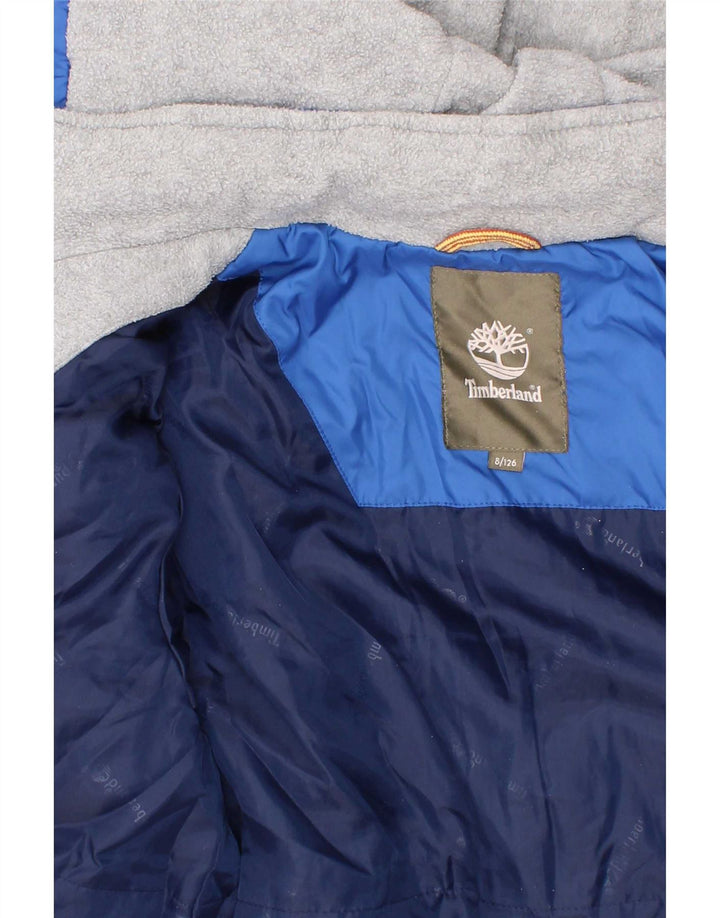 Timberland Jungen wattierte Jacke mit Kapuze, 7–8 Jahre, blaues Polyester
