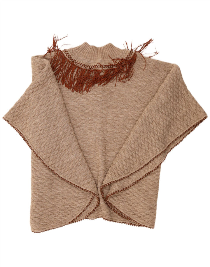 ONYX Damen Poncho-Pullover, Einheitsgröße, Beige, Wolle