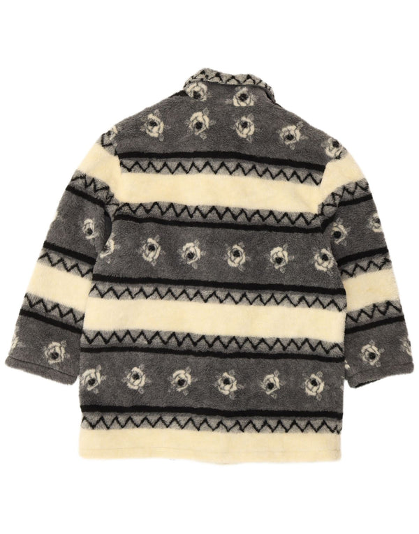 VINTAGE Damen Sherpa Windjacke Mantel UK 20/22 2XL Beige gestreift