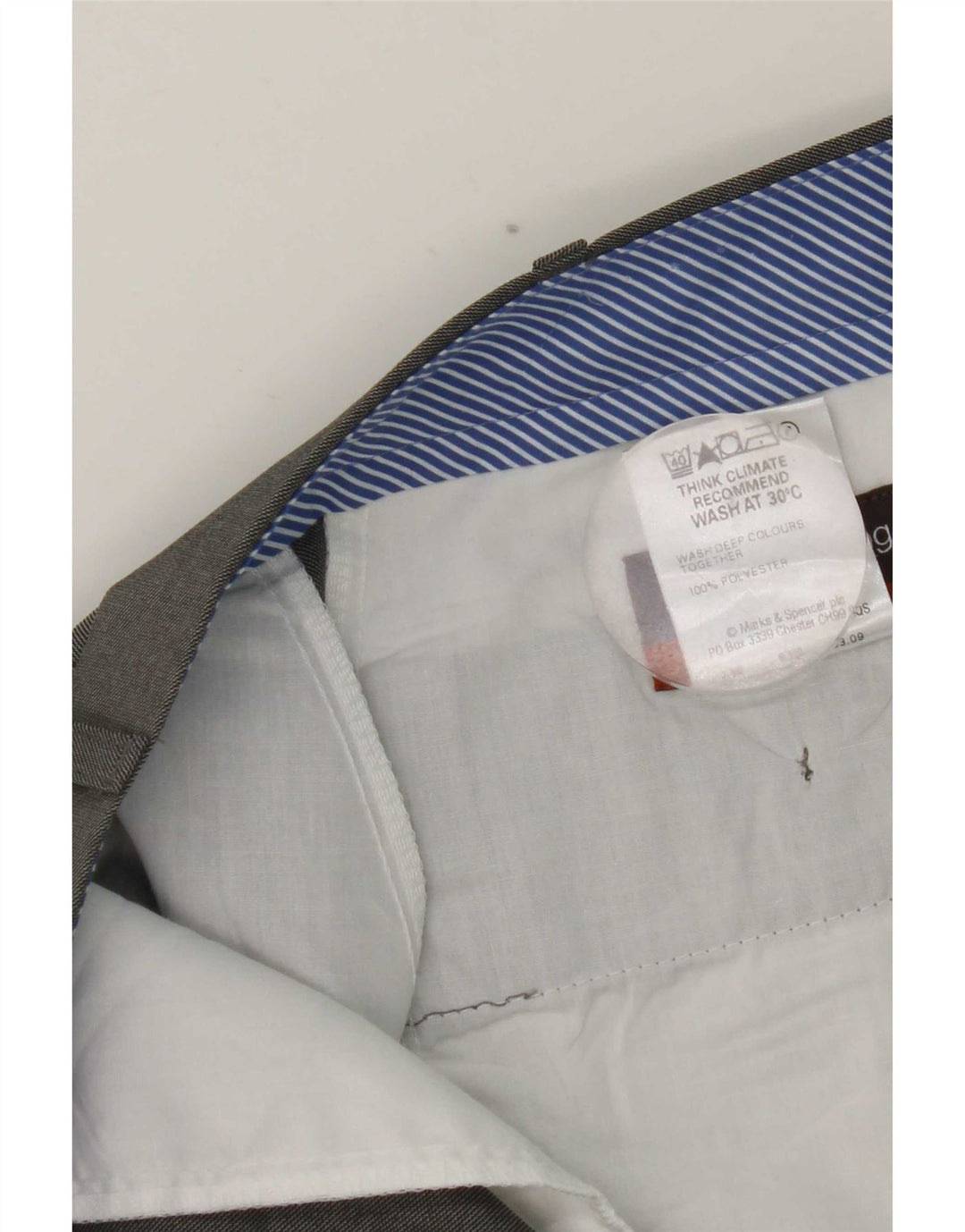 Gerade Herren-Anzughose von Marks & Spencer, W38, L29, grau, Polyester