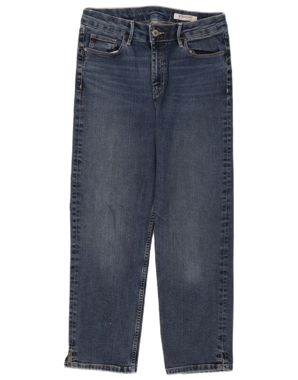Marks & Spencer Damen Straight Capri Jeans UK 12 Medium W30 L23 Blau