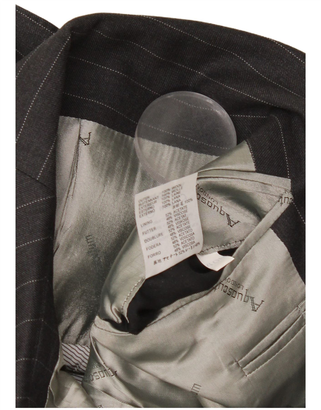 Aquascutum Herren-Blazer mit 3 Knöpfen, UK 40, große graue Nadelstreifenwolle