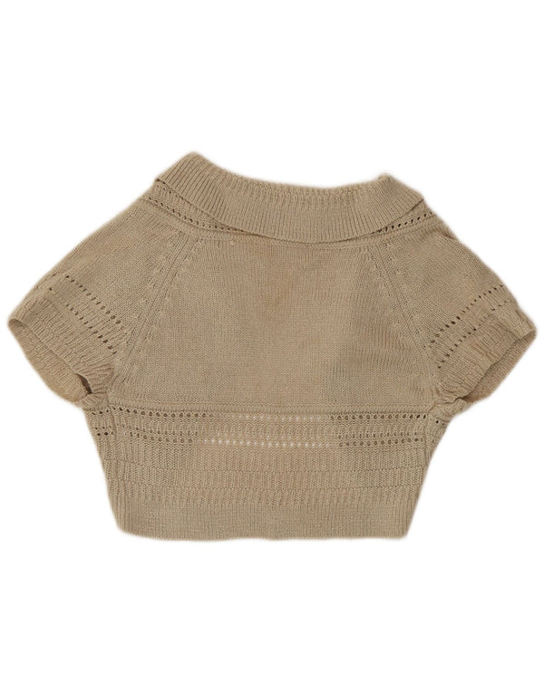 Zara Damen-Kurzarm-Bolero-Cardigan-Pullover UK 12 Medium Beige Acryl