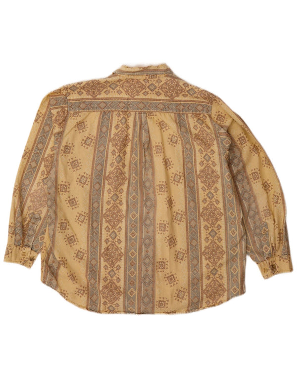 VINTAGE Herrenhemd Größe 15 1/2 16 39/40 Mittelbeige geometrische Baumwolle