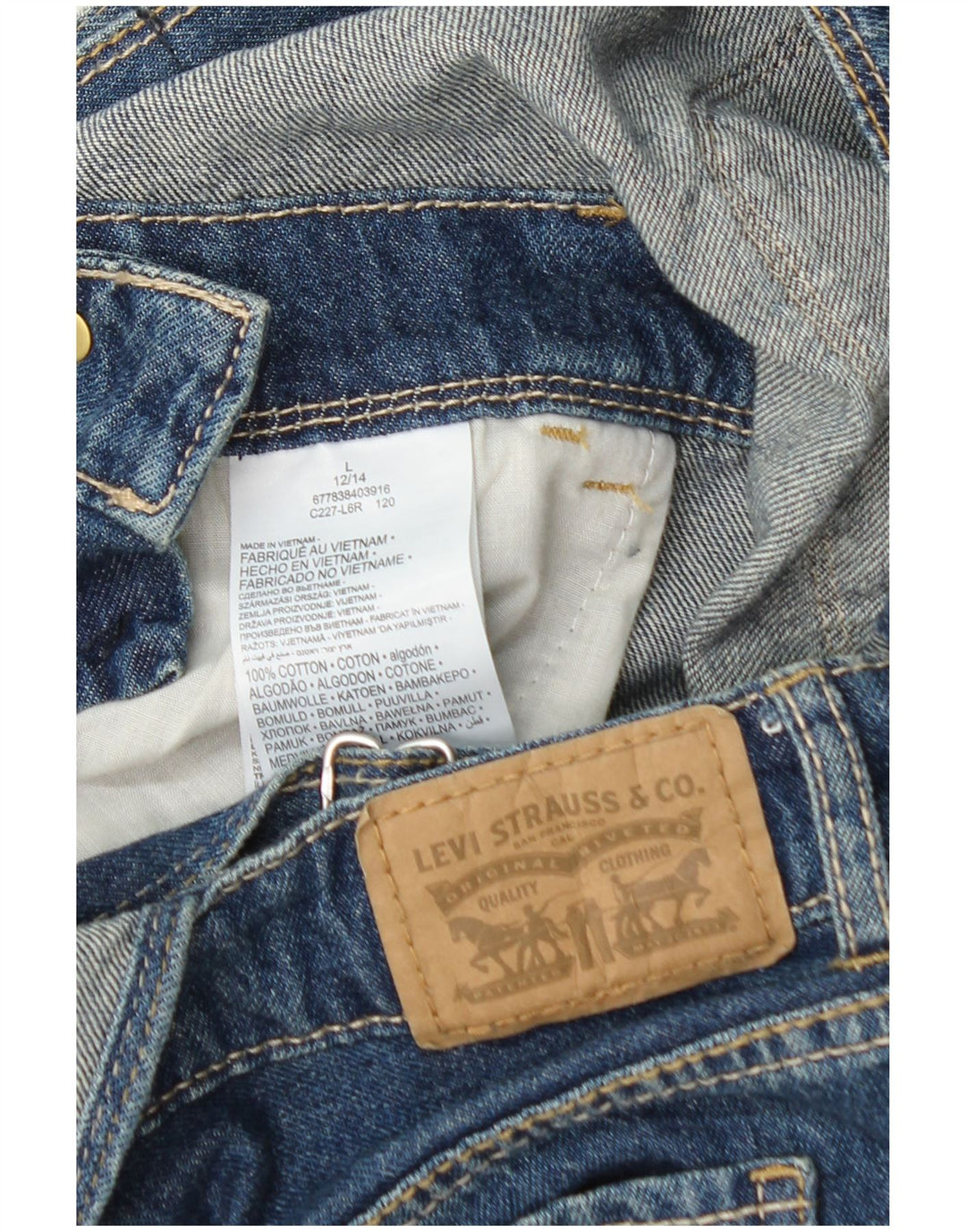 LEVI'S Girls Dungarees Denim Shorts 12-13 Years Large W28  Blue Cotton