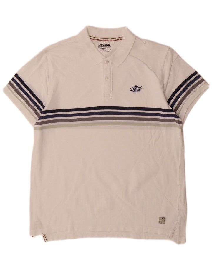 Blend Herren-Poloshirt, groß, weiß gestreift, Baumwolle