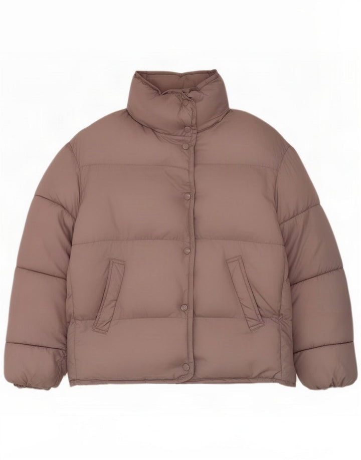 Zara Damen Übergroße wattierte Jacke UK 6 XS Rosa Polyester