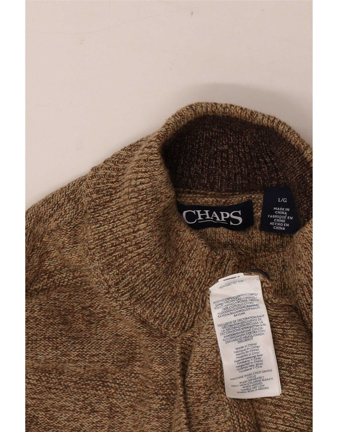 Chaps Herren-Pullover mit Knopfkragen, groß, aus brauner Baumwolle
