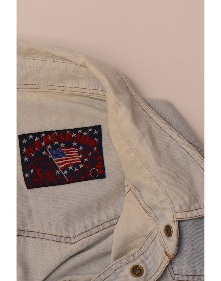 VINTAGE Herren Jeanshemd Mittelblau