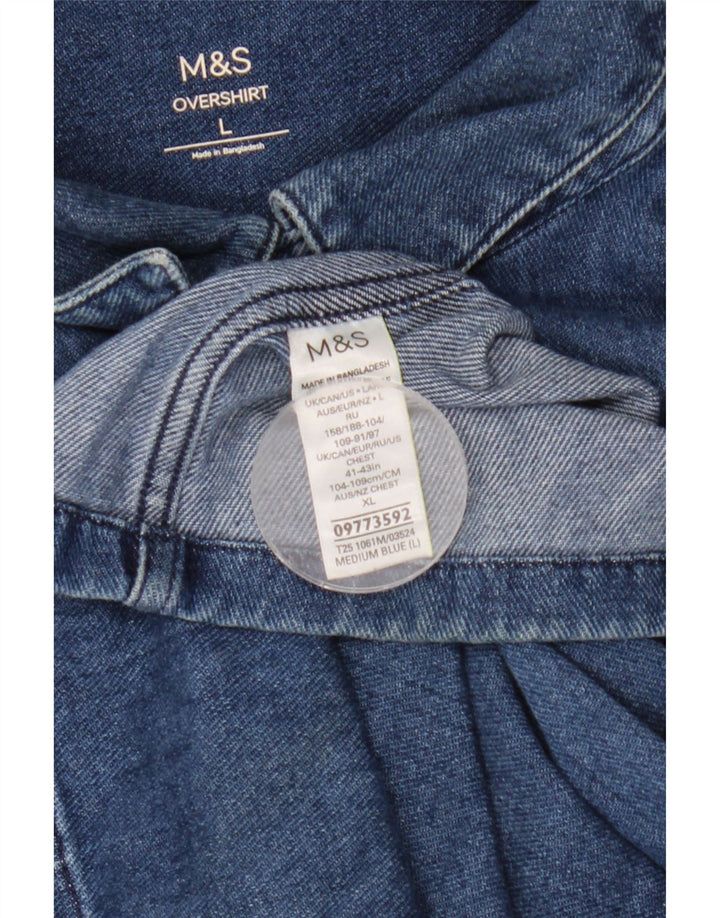 Marks & Spencer Herren-Overshirt-Jeanshemd, groß, blau, Baumwolle, klassisch