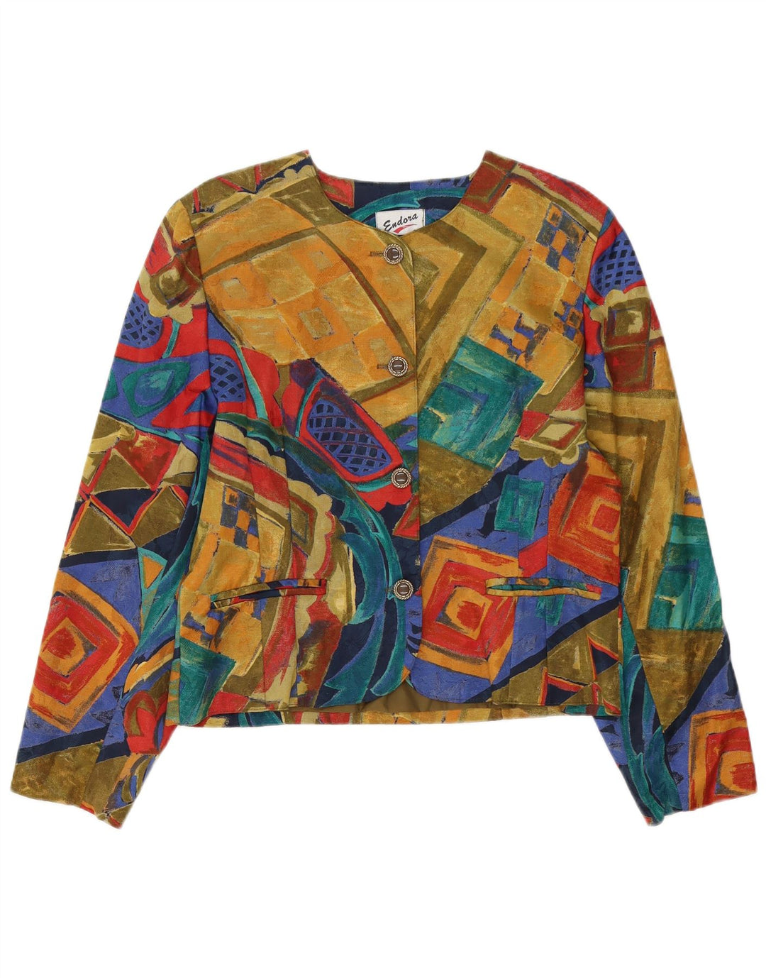 Endora Damen-Blazerjacke mit 4 Knöpfen, Gr. 14, groß, mehrfarbig, geometrisch