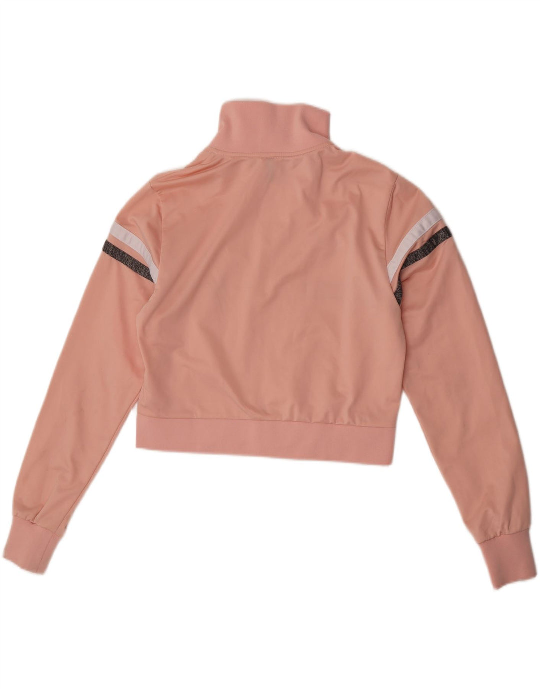 Ellesse Womens Crop Trainingsanzug Top Jacke UK 10 Small Rosa gestreift Polyester