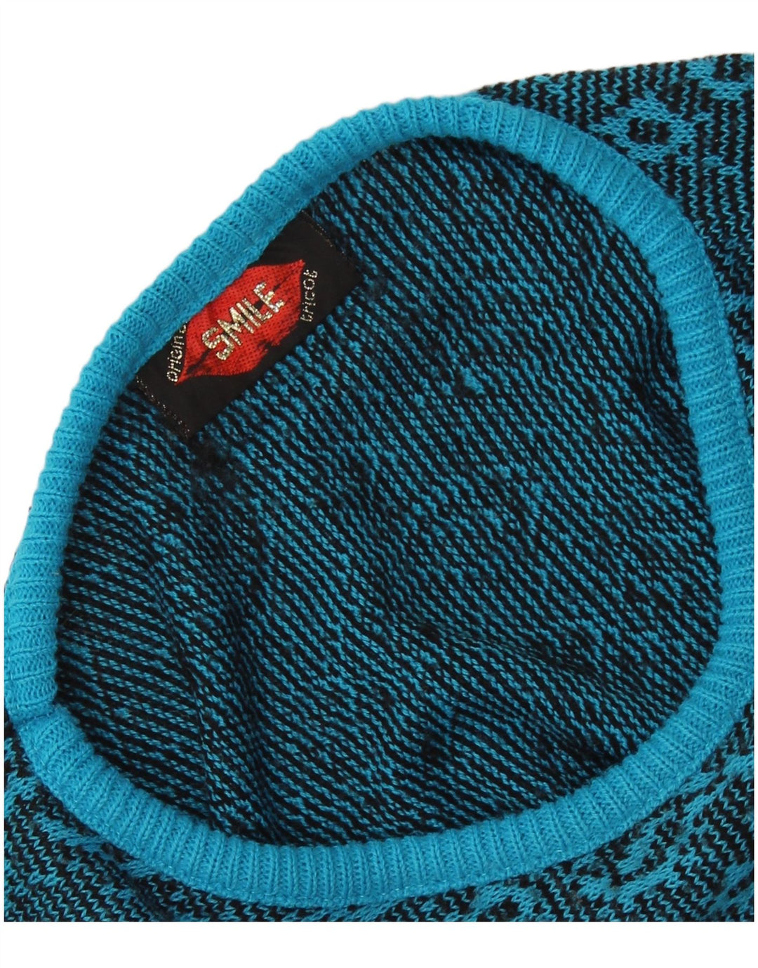 VINTAGE Damen-Pullover mit U-Boot-Ausschnitt, UK 16, großes blaues Paisleymuster