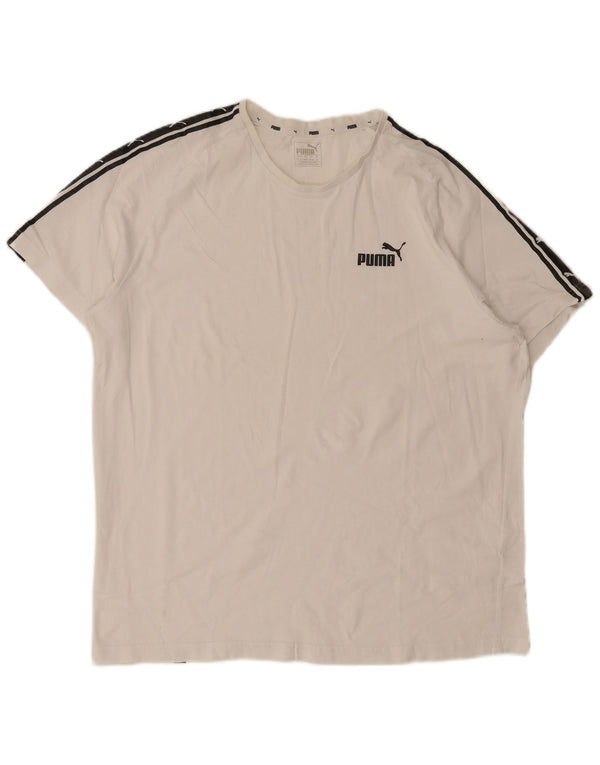 Puma Herren Grafik T-Shirt Top 2XL Weiß Colourblock Baumwolle