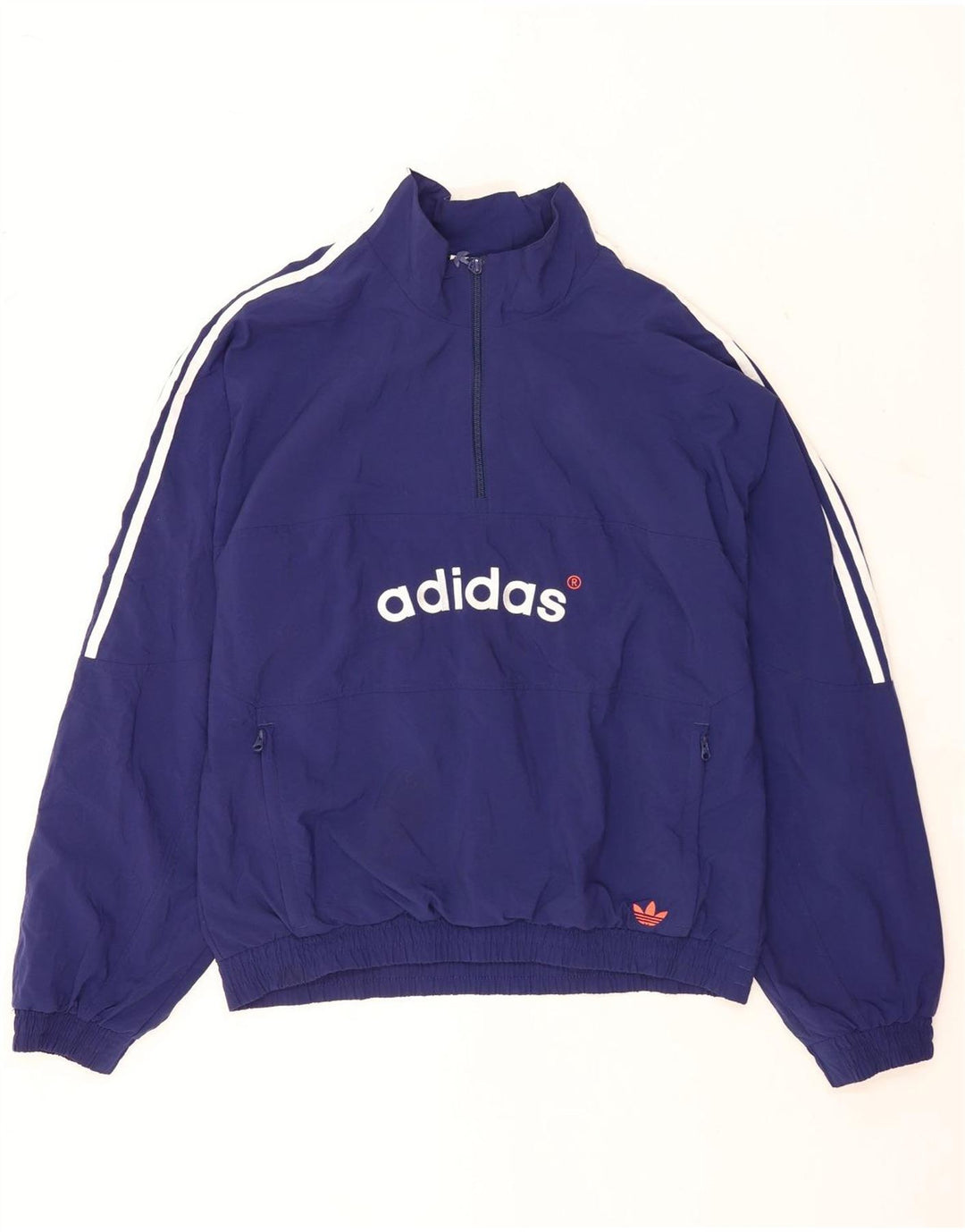 Adidas Herren Loose Fit Graphic Zip Neck Pullover Trainingsanzug Top Mittelblau