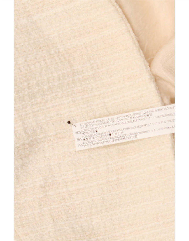 Zara Damen Blazer Jacke UK 10 Small Off White Acryl