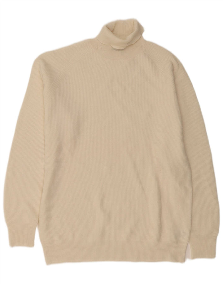 Vintage Herren Rollkragenpullover XL aus weißer Wolle
