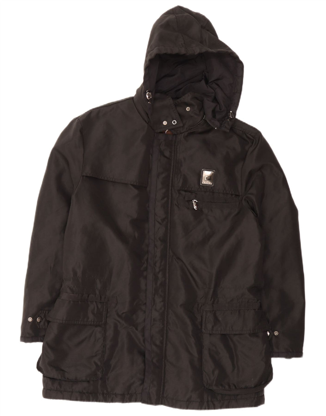 Piero Guidi Herren-Windbreakerjacke mit Kapuze, UK 38, Mittelschwarzes Nylon