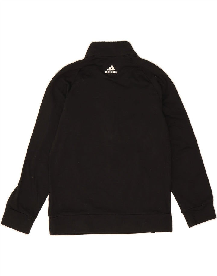 ADIDAS Boys Zip Neck Sweatshirt Jumper 7-8 Years Black Polyester Vintage Adidas and Second-Hand Adidas from Messina Hembry 