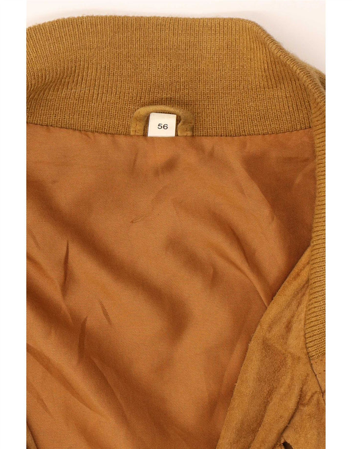 Vintage Herren Wildleder Bomberjacke IT 56 3XL Beige Leder