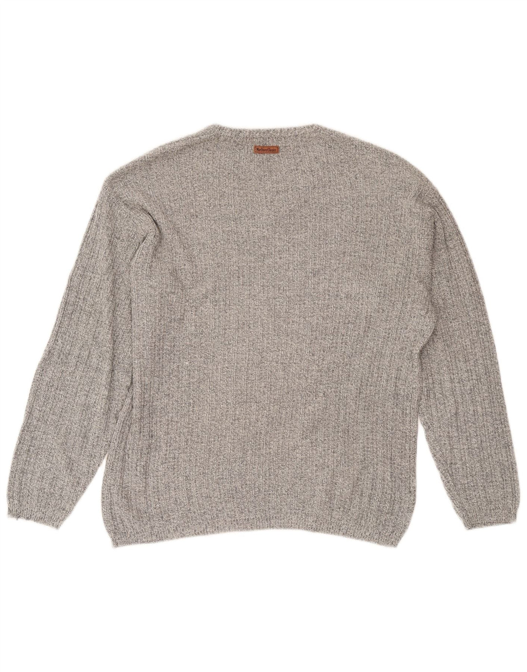 Marlboro Classics Herren-Pullover mit V-Ausschnitt aus mittelgrau gesprenkelter Baumwolle