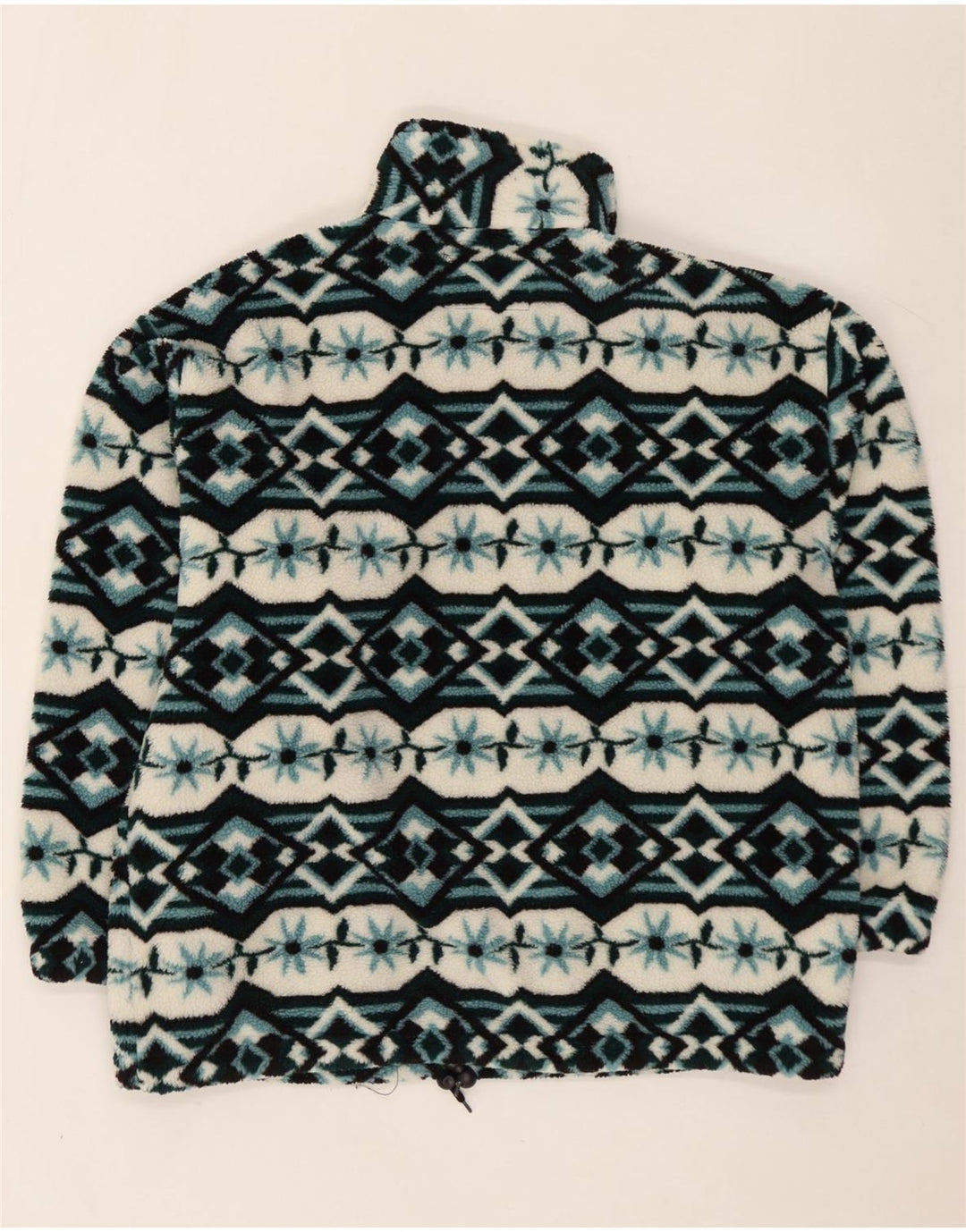 VINTAGE Herren Fleecejacke UK 40 Groß Blau Geometrisch