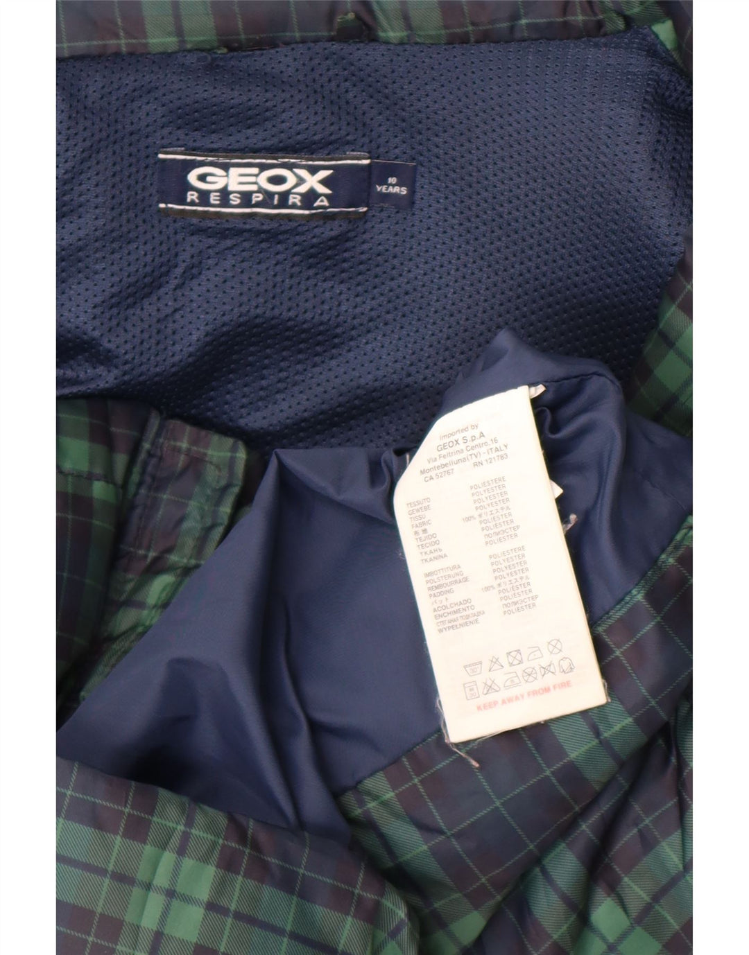 Wattierte Weste für Jungen von Geox, 9–10 Jahre, grün kariertes Polyester