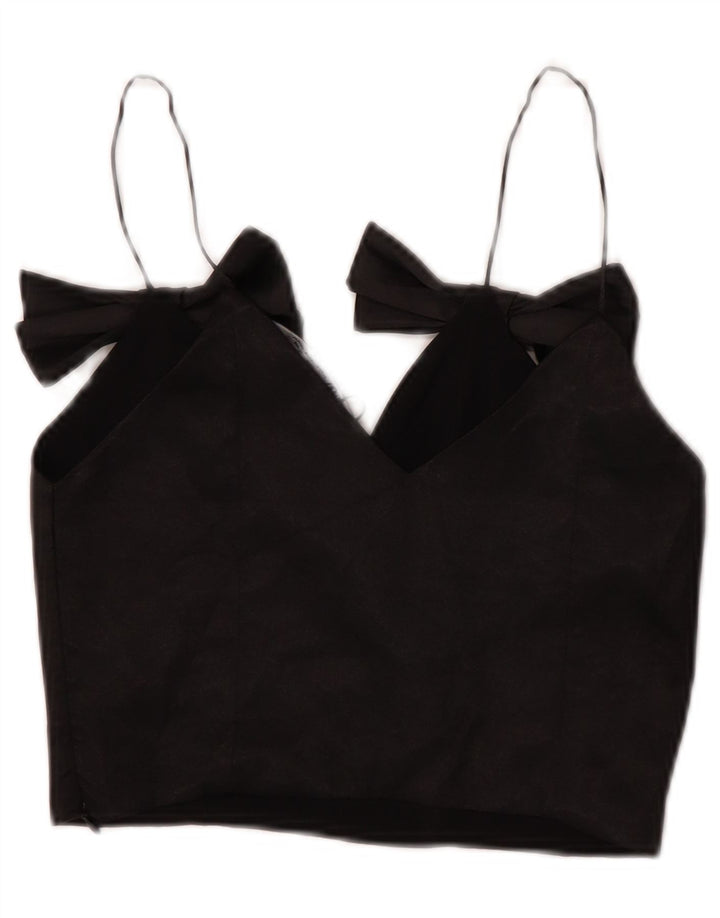 Zara Damen Crop Cami Top UK 4 XS Schwarz Polyester